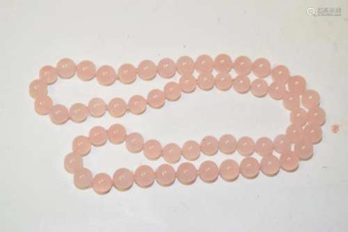 Chinese Pink Quartz Bead Necklace