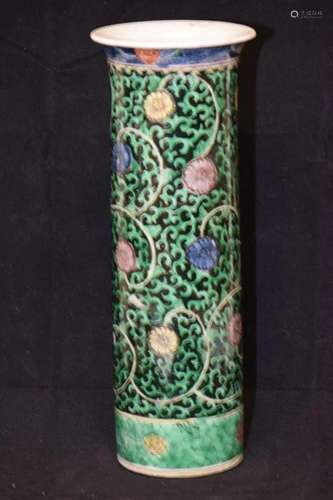 19th C. Chinese Porcelain Famille Noir Tong Vase