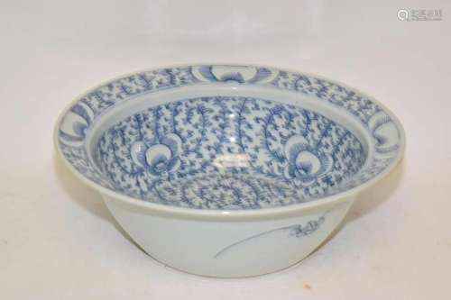 18-19th C. Chinese Porcelain B&W Lotus Basin
