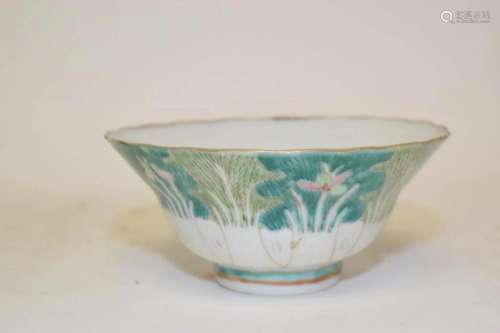 19th C. Chinese Porcelain Famille Rose Cabbage Bowl