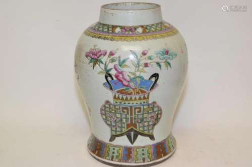19th C. Chinese Porcelain Famille Rose Jar
