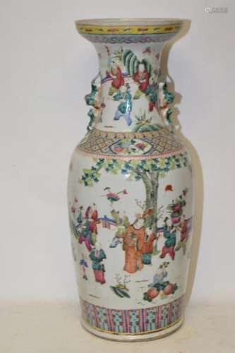 Large 19th C. Chinese Porcelain Famille Rose Vase