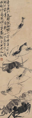 齐白石（1864-1957）·虾蟹图（原北京市文物公司旧藏）  纸本水墨 立轴