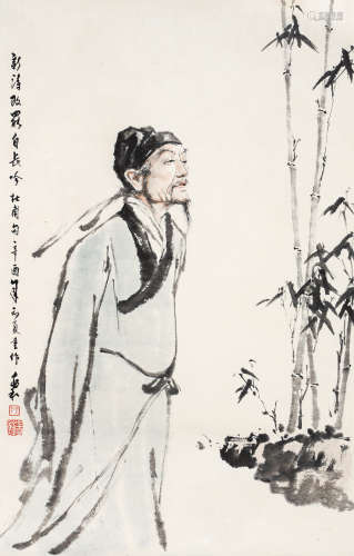 蒋兆和（1904-1986）·杜甫行吟图（附出版展览） 辛酉（1981年）作 纸本...