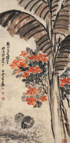 陈师曾（1876-1923）、王梦白（1888-1934）·芭蕉鹌鹑（原文物公司旧藏）...