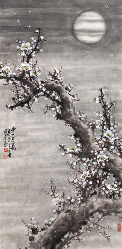 王成喜（b.1940）·雪月花 庚午（1990年）作 纸本设色 立轴