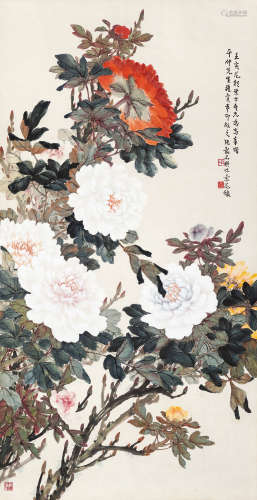 张韶石（1913-1991）·富贵长春 壬寅（1962年）作 纸本设色 镜芯