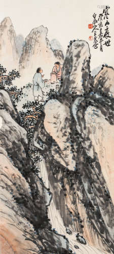 王震（1867-1938）·寒山度世 癸亥（1923年）作 纸本设色 立轴