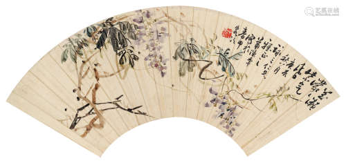陈半丁（1876-1970）·紫藤图 庚辰（1940年）作 纸本设色 镜芯