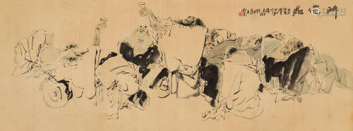 王西京（b.1946）·醉仙图 戊寅（1998年）作 纸本设色 镜芯