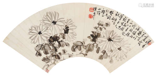 陈半丁（1876-1970）·霜菊图 庚辰（1940年）作 纸本水墨 镜芯