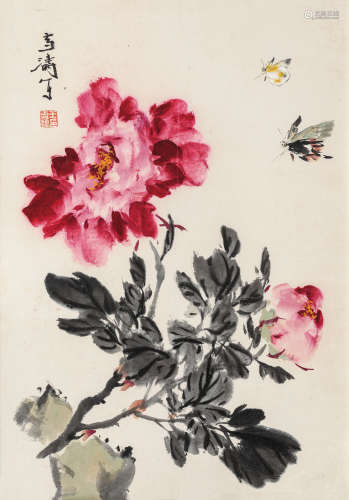 王雪涛（1903-1982）·花蝶图 纸本设色 镜芯