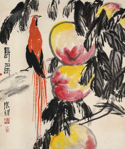 张朋（1918-2009）·长寿图 纸本设色 镜芯