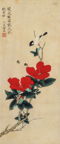 于非闇（1888-1959）·茶花山雀 纸本设色 镜芯