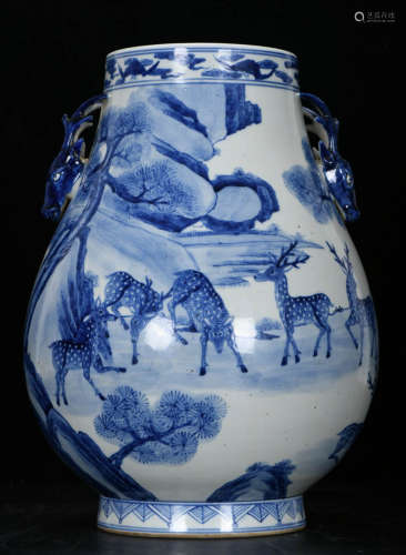 Qing Dynasty, Blue and White Deer