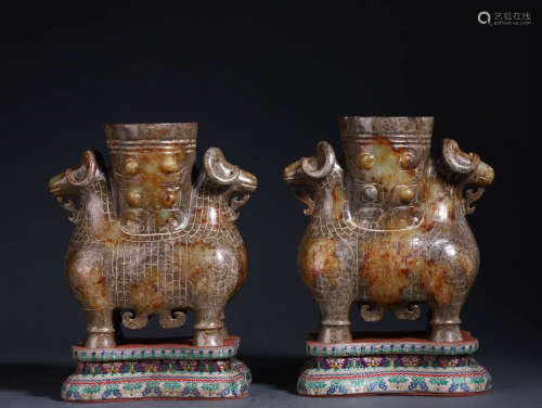 In ancient China, Hotan Jade Twin Sheep Zun was a pair
