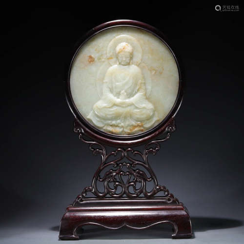 In the Qing Dynasty, Hotan Jade screen inserted