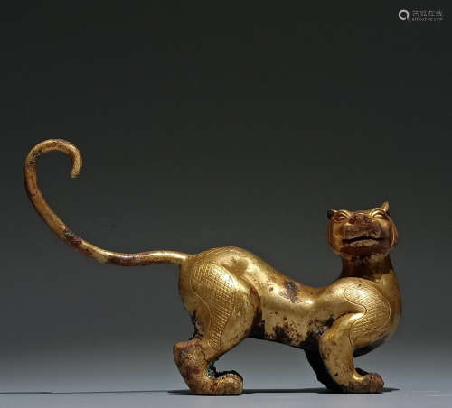 In ancient China, gilded tiger shaped beast