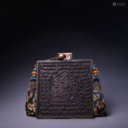 Tibetan head relief block printing scripture board