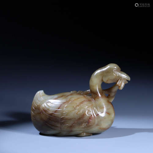 In ancient China, Hetian Yubao's duck holding lotus ornament...