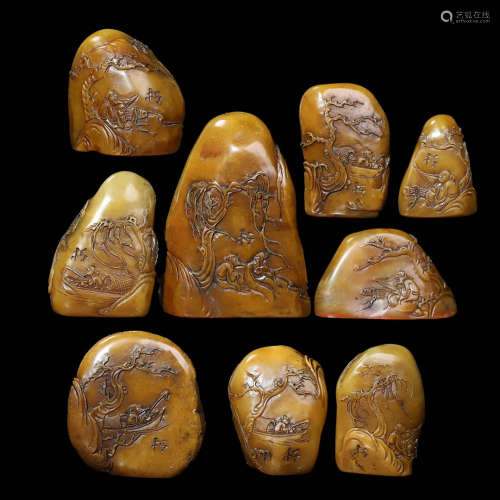 In the Qing Dynasty, a set of Shoushan stone seals