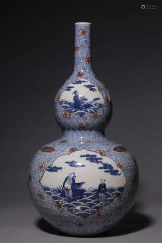 In the Qing Dynasty, the blue and white underglaze red broca...