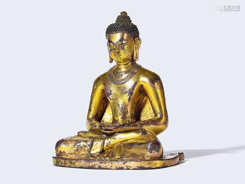 14世纪 尼泊尔铜鎏金阿弥陀佛