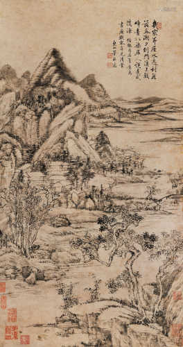 董邦达（1696-1769）·仿张贞居笔意山水（两次出版） 纸本水墨 镜芯