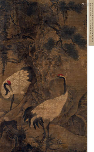 吕纪（1477-?）·仙侣同寿（附出版，2011香港佳士得拍品） 绢本设色 立...