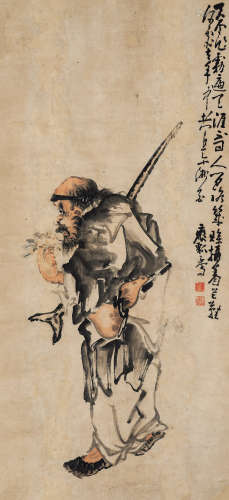 黄慎（1687-1768）·拈花仙人图（附出版） 纸本设色 立轴
