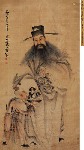 黄慎（1687-1768）·天官赐福图（曹锟旧藏） 纸本设色 立轴