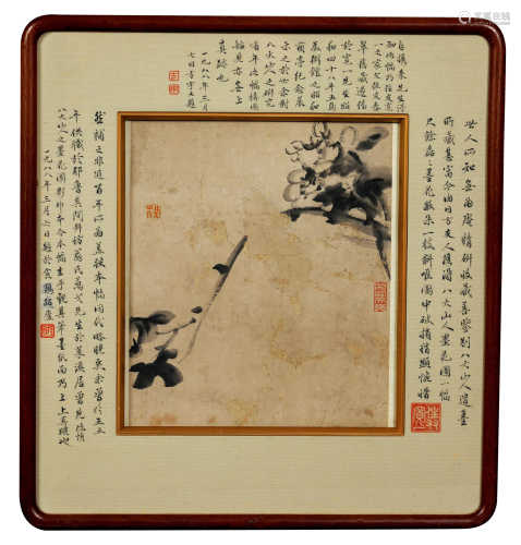 八大山人（1626-约1705）·墨花图（有展览） 纸本水墨 镜芯