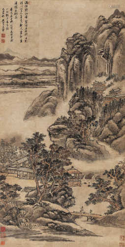 王翚（1632-1717）·溪桥秋景（附出版） 纸本设色 立轴