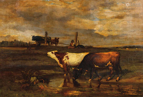路易斯.考纳德（法国画家 ）（1810-1883）·饮水的乳牛 1869年作 布面...