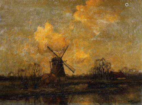 阿瑞纳斯.库伯斯（荷兰画家）（1862 -1945）·荷兰罗南.威徹特附近的风...
