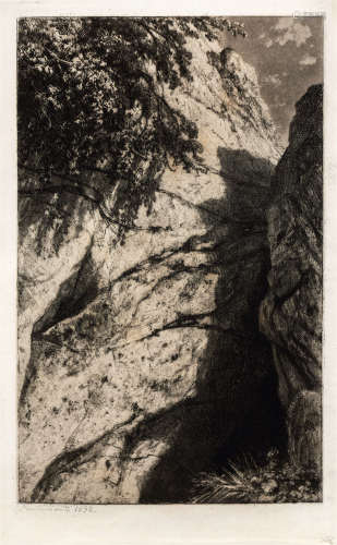 伊万·希施金（俄）（1832-1898）·Rock岩石（多次展览）1892年作 铜版画...
