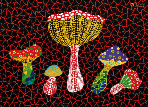 草间弥生（b.1929）·蘑菇 1991年作 压克力 画布