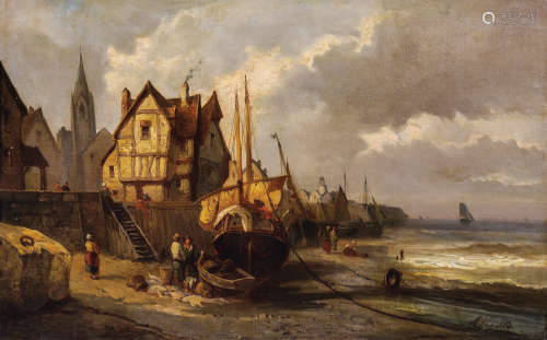 亚伯拉罕.胡可（英格兰- 荷兰画家）（1813-1897）·欧洲的海岸风景 木...