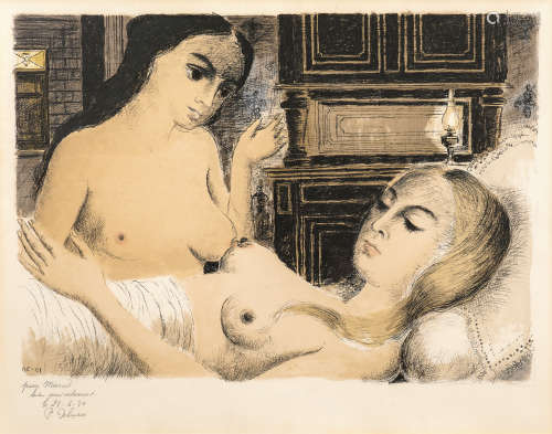 保罗·德尔沃（1897-1994）·朋友（有展览）1971年作 珂罗版画