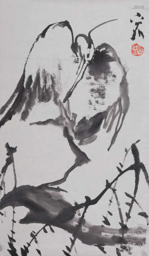 周之林(b.1946)　禽栖图  水墨纸本　镜心