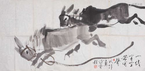 范曾题 王同仁(b.1937)　一线穿空若有声  设色纸本　镜心