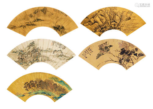 陈瑛 许振生 等 山水、花鸟扇面一组 扇面