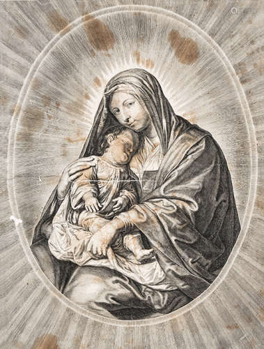 圣母玛丽亚圣生子版画 （一幅）
