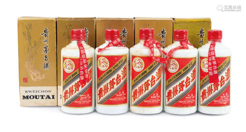 80年代产飞天牌双层盒塑盖贵州茅台酒 5瓶（原盒）