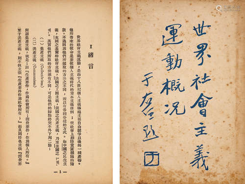 1929年北新书局出版 陈宗熙著 《世界社会主义运动概况》 一册