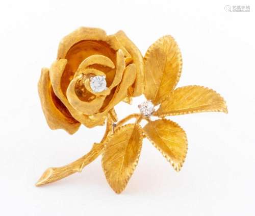 18K Yellow Gold Diamond Floriform Pin