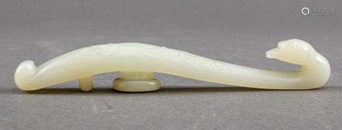 Chinese Swan Form Celadon Jade Belt Hook