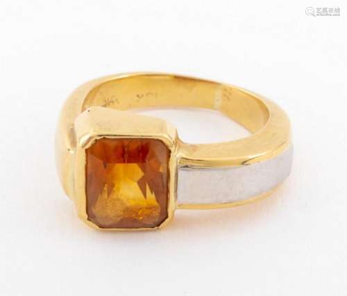 18K Yellow & White Gold Citrine Ring