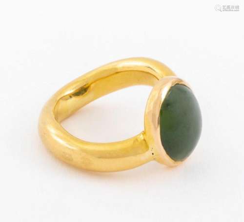 14K Yellow Gold Nephrite Ring