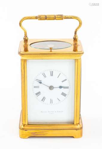 Manoah Rhodes & Sons Gilt Brass Carriage Clock